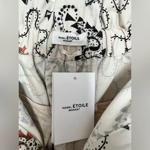 Isabel Marant Etoile Patterned Cream and Black Women Shorts - Picture 10 of 10
